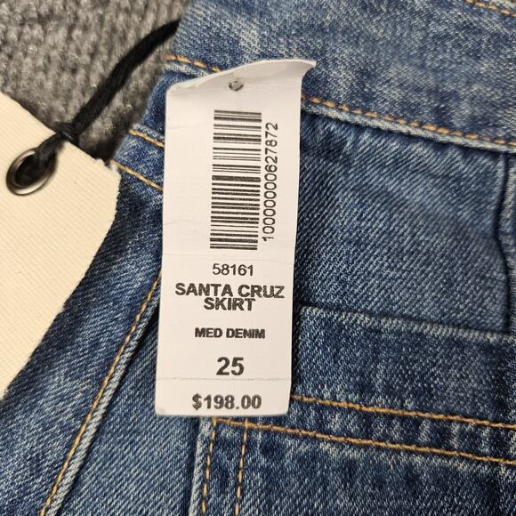 RAG‎ & BONE Button Front Frayed Hem Denim Skirt 25 Santa Cruz Blue Medium Wash - Picture 7 of 11